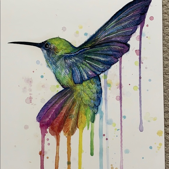 🔥 2 for 25 🔥Hummingbird colourful wall art print - Picture 2 of 7